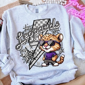 LEOPARDS school spirit digital for sublimation & dtf png, Leopards school spirit png, retro Leopards png, checker school, Leopards game day