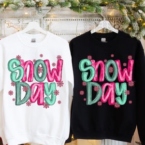 SNOW DAY png, Winter png, Winter with snowflake sleeves png, Winter digital for sublimation and dtf, Pretty Winter png, Pink Winter