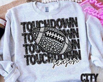 TOUCHDOWN SEASON png, namaakborduurwerk, voetbalseizoen, strass wedstrijddag png, voetbalmoeder, digitaal voor sublimatie en dtf, voetbal png
