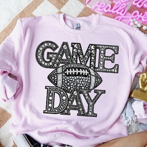 GAME DAY FOOTBALL png, faux embroidery, football season, rhinestone game day png, Football Mama, digital for sublimation & dtf