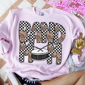 BAND MOM png, leopard checker band mom png, Band Mama digital for sublimation and dtf, marching band mom png