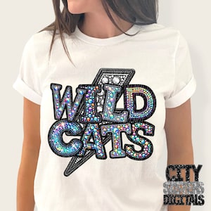 WILDCATS png, rhinestone faux embroidery wildcats, rhinestone mascot, digital for sublimation & dtf, rhinestone wildcats, wildcats football