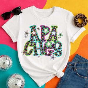 APACHES png, Apaches digital for sublimation & dtf, Apaches mascot png, Apaches school spirit png, bright checker star school spirit png