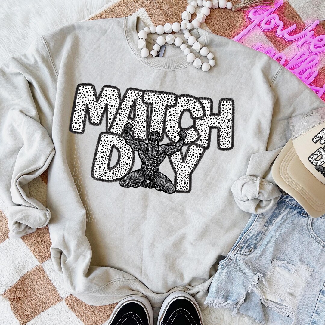 WRESTLING MATCH DAY Faux Embroidery Digital for Sublimation and Dtf