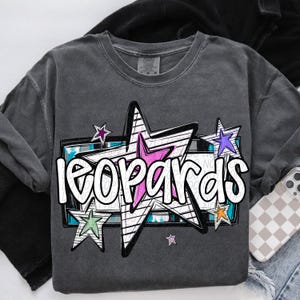 LEOPARDS png, Leopards digital for sublimation & dtf, bright stars school spirit png, leopards school spirit png, bright retro leopards png