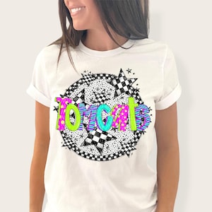 TOMCATS png, Tomcats digital for sublimation & dtf, bright stars school spirit png, tomcats school spirit png, bright retro tomcats png