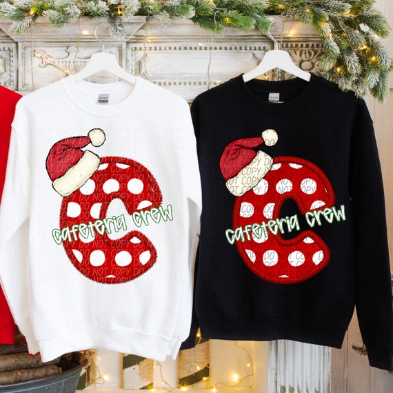 CAFETERIA CREW CHRISTMAS faux embroidery digital for sublimation & dtf, Cafeteria Crew png, Christmas png, Santa cafeteria crew png