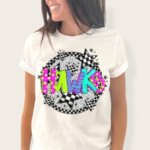 HAWKS png, Hawks digital for sublimation & dtf, bright stars school spirit png, hawks school spirit png, bright retro hawks png