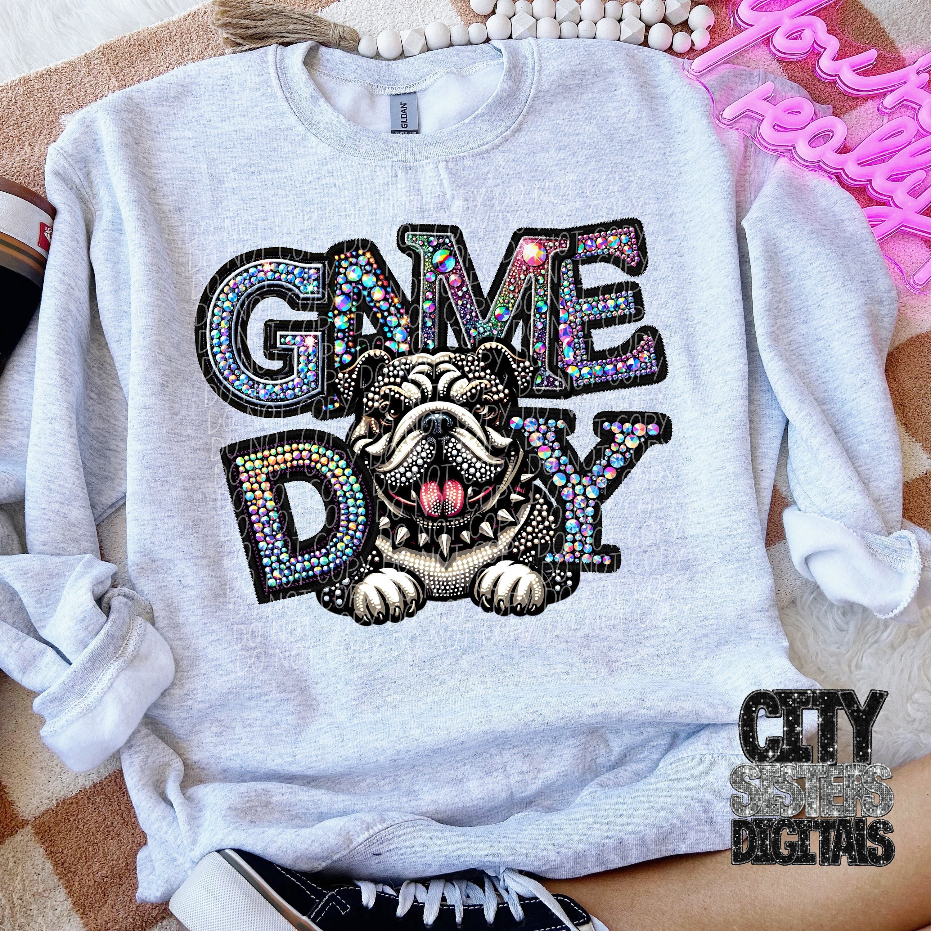 GAME DAY BULLDOGS Png, Rhinestone Faux Embroidery Bulldogs Png ...