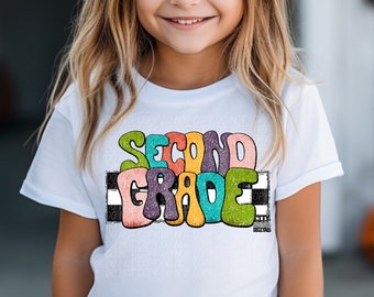 SECOND GRADE png, retro second grade png, digital for sublimation and dtf, second grade teacher png, retro school spirit png