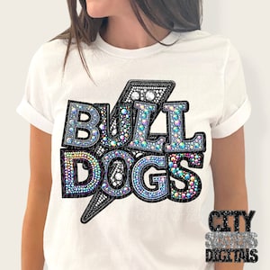 BULLDOGS png, rhinestone faux embroidery bulldogs png, rhinestone mascot png, digital for sublimation & dtf, rhinestone bulldogs