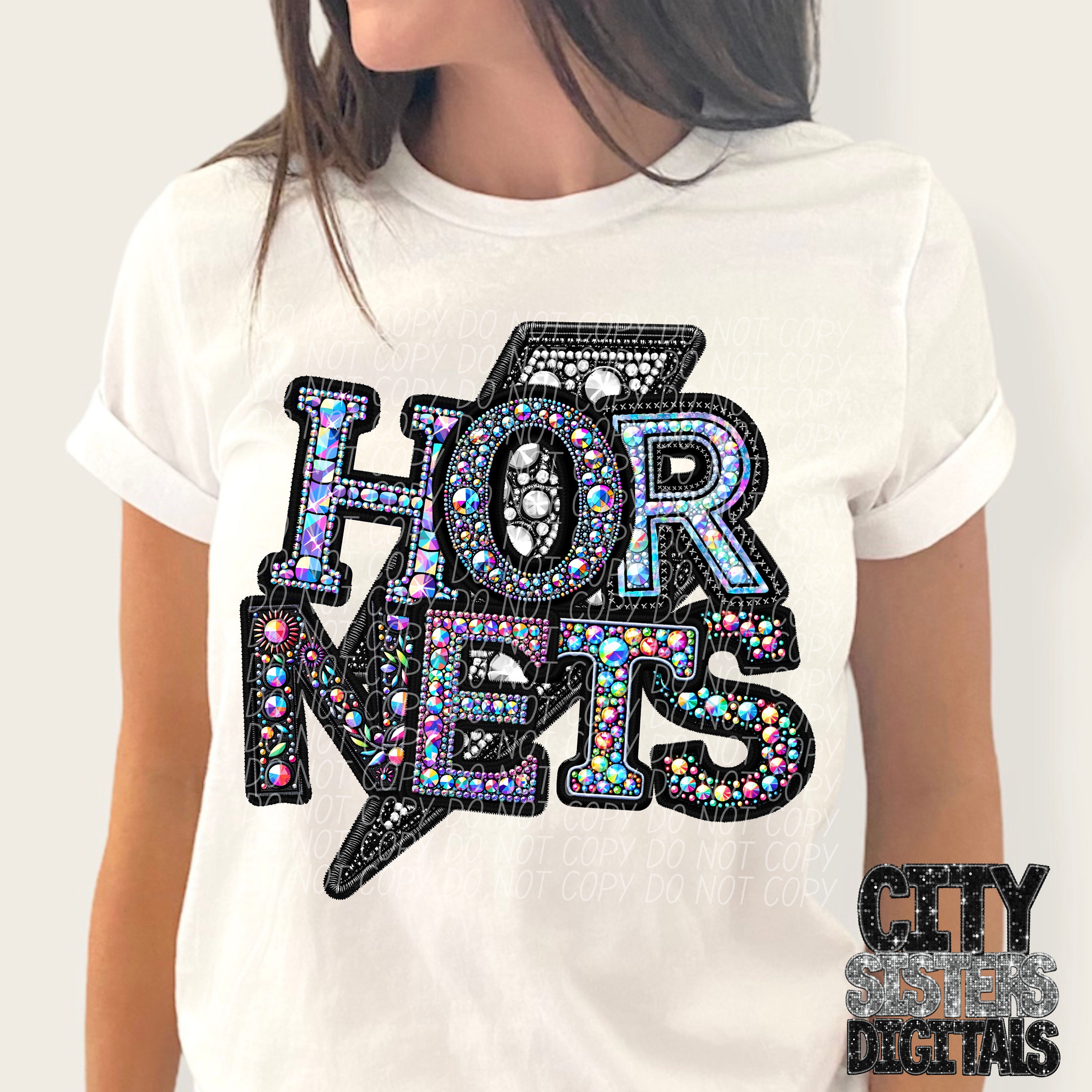 Honets Rhinestone Transfer HORNETS Png, Rhinestone Faux Embroidery Hornets, Rhinestone Mascot ...
