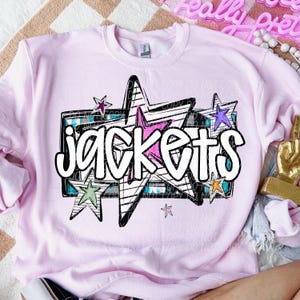JACKETS png, Jackets digital for sublimation & dtf, bright stars school spirit png, jackets school spirit png, bright retro jackets png