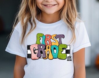 FIRST GRADE png, retro first grade png, digital for sublimation and dtf, first grade teacher png, retro school spirit png