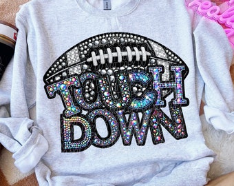 RHINESTONE TOUCHDOWN digital for sublimation and dtf png, Touchdown season png, Football Mama png, rhinestone football png, football season