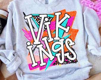 VIKINGS png, Vikings digital for sublimation & dtf, bright school spirit png, Vikings school spirit png, 80's Vikings png, Vikings mascot