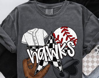 HAWKS BASEBALL Png, Hawks Baseball Digital for Sublimation & Dtf
