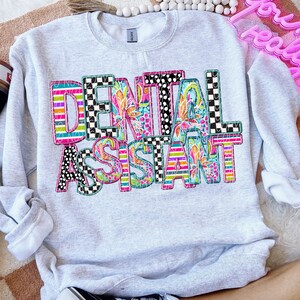 DENTAL ASSISTANT png, Dental Assistant Faux Embroidery digital for sublimation and dtf, dental assistant digital, dental office png