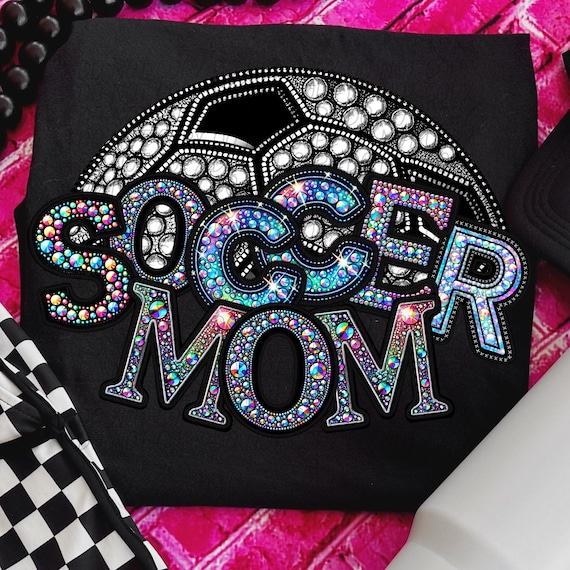 SOCCER MOM png, faux embroidery rhinestone soccer mom png, Soccer Mom digital for sublimation and dtf, rhinestone soccer png
