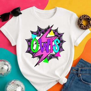 OWLS png, Owls digital for sublimation & dtf, bright school spirit png, Owls school spirit png, 80's Owls png, Owls mascot