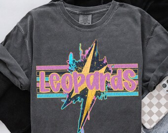 LEOPARDS png, Leopards digital for sublimation & dtf, Leopards school spirit png, school spirit png, retro Leopards png, Leopards bolt png