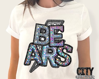 ORSI png, orsi ricamati finti con strass png, mascotte di strass png, digitale per sublimazione e dtf, orsi di strass png