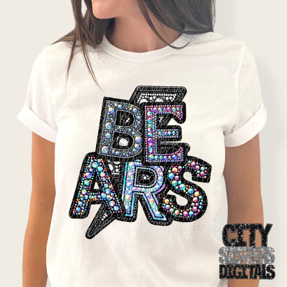 BEARS png, rhinestone faux embroidery bears png, rhinestone mascot png, digital for sublimation & dtf, rhinestone bears png