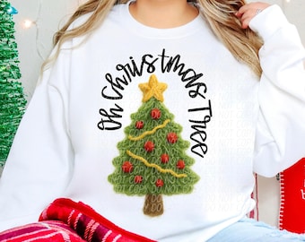 OH CHRISTMAS TREE png, Faux yarn Christmas tree png, crochet Christmas png, Christmas png, Faux embroidery Christmas png