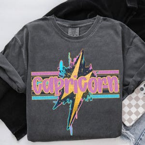 Capricorn png, Capricorn digital for sublimation and dtf, zodiac png, horoscope png, retro Capricorn png, bolt Capricorn png, birthday png