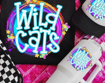 WILDCATS png, Wildcats digital for sublimation & dtf, school spirit png, wildcats school spirit png, 80's Wildcats png, Wildcats mascot