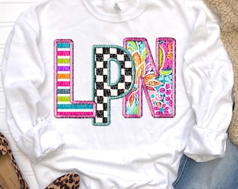 LPN png, Licensed Practical Nurse Faux Embroidery digital, LPN digital for sublimation and dtf, nurse png, certified nurses png