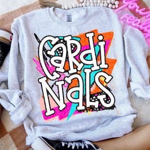 CARDINALS png, Cardinals digital for sublimation & dtf, bright school spirit png, Cardinals school spirit png, 80&#39;s Cardinals png