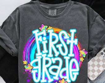 FIRST GRADE png, retro first grade png, digital for sublimation and dtf, first grade teacher png, retro school spirit png