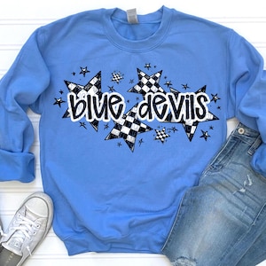 BLUE DEVILS png, Blue Devils School Spirit digital for sublimation & dtf, Blue Devils stars png, stars school spirit png, Blue Devils mascot