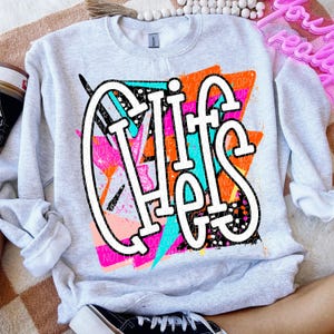 CHIEFS png, Chiefs digital for sublimation & dtf, bright school spirit png, Chiefs school spirit png, 80&#39;s Chiefs png, Chiefs mascot png