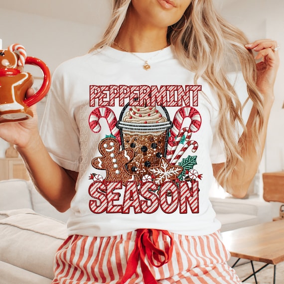 PEPPERMINT SEASON fau embroidery digital for sublimation and dtf, Peppermint Christmas png, Peppermint png, Christmas png,