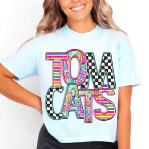 TOMCATS png, Tomcats faux Embroidery School Spirit digital for sublimation & dtf png, Tomcats school spirit png, Tomcats bright png