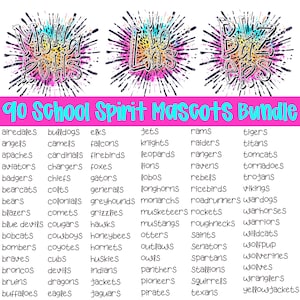 SCHOOL SPIRIT BUNDLE, 90 Mascots bundle png, neon school spirit png, digital for sublimation & dtf, mascot google drive, neon mascot png