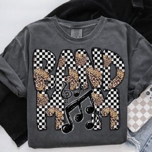 BAND MOM png, leopard checker band mom png, Band Mama digital for sublimation and dtf, marching band mom png