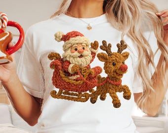 SANTA PNG, Faux yarn Santa png, Jolly St Nick png, Merry Christmas faux embroidery png, Christmas png, Faux embroidery Christmas png