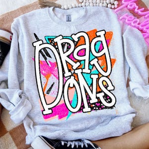 DRAGONS png, Dragons digital for sublimation & dtf, bright school spirit png, Dragons school spirit png, 80&#39;s Dragons png, Dragons mascot