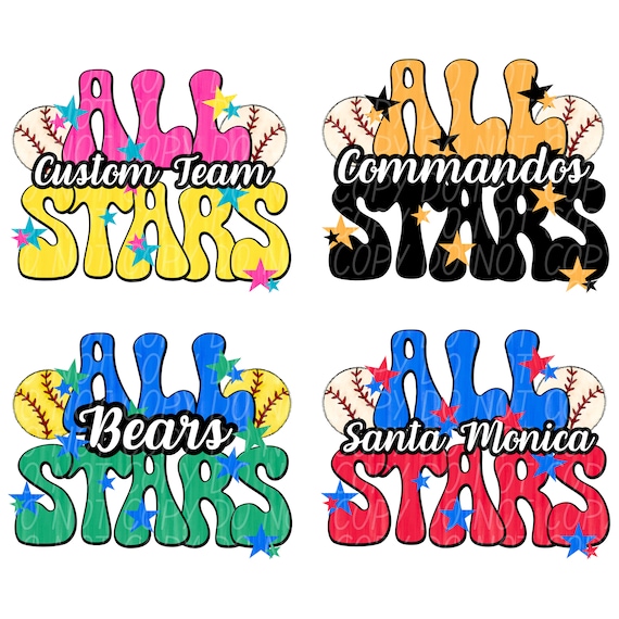 CUSTOM ALL STARS png, all stars baseball png, all stars softball png, Baseball All Stars digital for sublimation and dtf, All Stars png