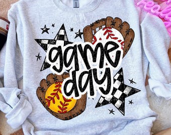 BASEBALL SOFTBALL GAME Day png, baseball softball sleeve png, baseball softball digital for sublimation & dtf, mom of both baseball softball