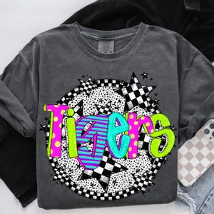 Retro Tigers PNG: Bright Stars School Spirit (Digital Download)