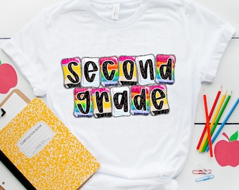 SECOND GRADE png, 2nd grade png, second grade digital for sublimation and dtf, 2nd grade teacher png, back to school png