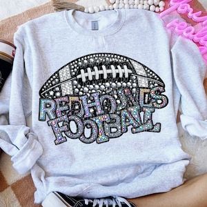 REDHOUNDS FOOTBALL digital for sublimation & dtf png, rhinestone faux embroidery redhounds png,  redhounds bling png, redhounds football png