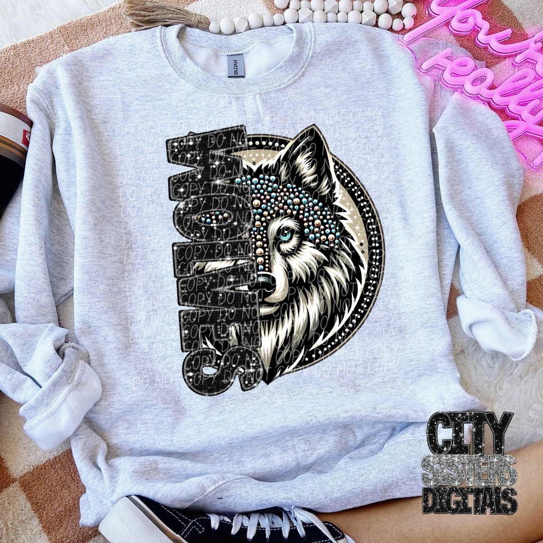 Wolves Rhinestone Letters WOLVES Png, Rhinestone Glitter Faux Embroidery Wolves, Rhinestone ...