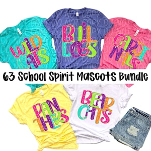 SCHOOL SPIRIT BUNDLE, 63 Mascots bundle png, neon school spirit png, digital for sublimation & dtf, mascot google drive, neon mascot png