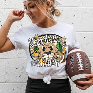 COUGARS FOOTBALL png, Cougars football digital for sublimation & dtf, Cougars png, Cougars Game Day png, football mom png, Yellow Cougar png
