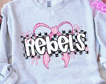 REBELS png, Rebels digital for sublimation & dtf, bow school spirit png, Rebels school spirit png, seersucker Rebels png, Rebels bow png
